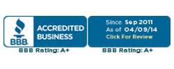 Accredited business with A+ rating from BBB.